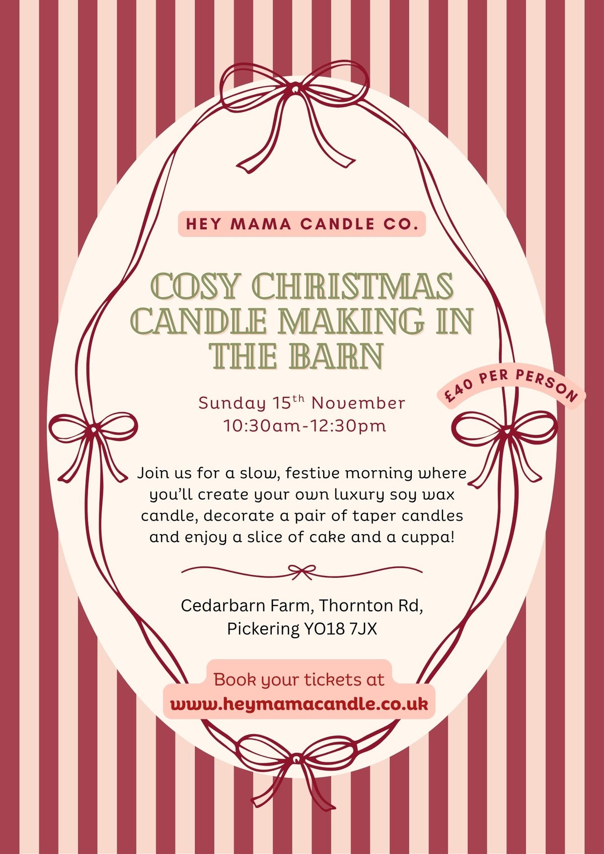 Festive Candle Workshop at Cedarbarn Farm, Pickering 15.11.26